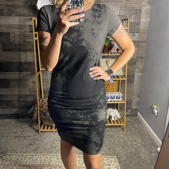 Sundry Dresses & Skirts - NWT Sundry Black Tie Dye Ruched Bodycon Dress